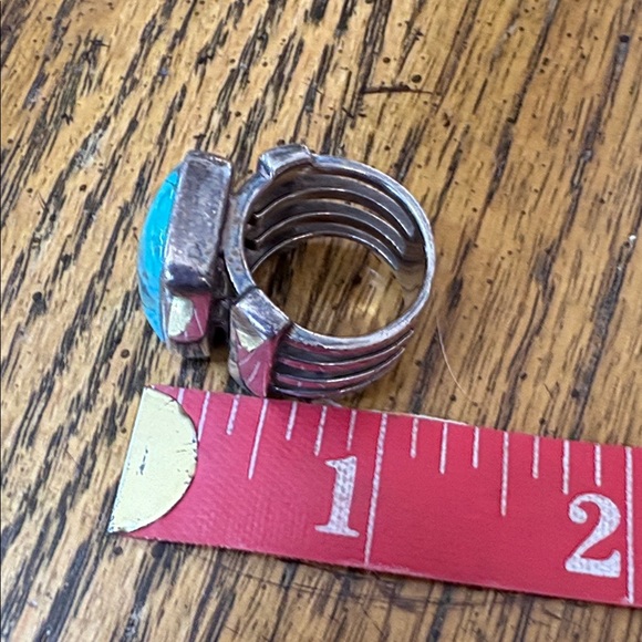 Barse Turquoise beth dutton inspired sterling silver 925 wide band ring - Picture 8 of 14